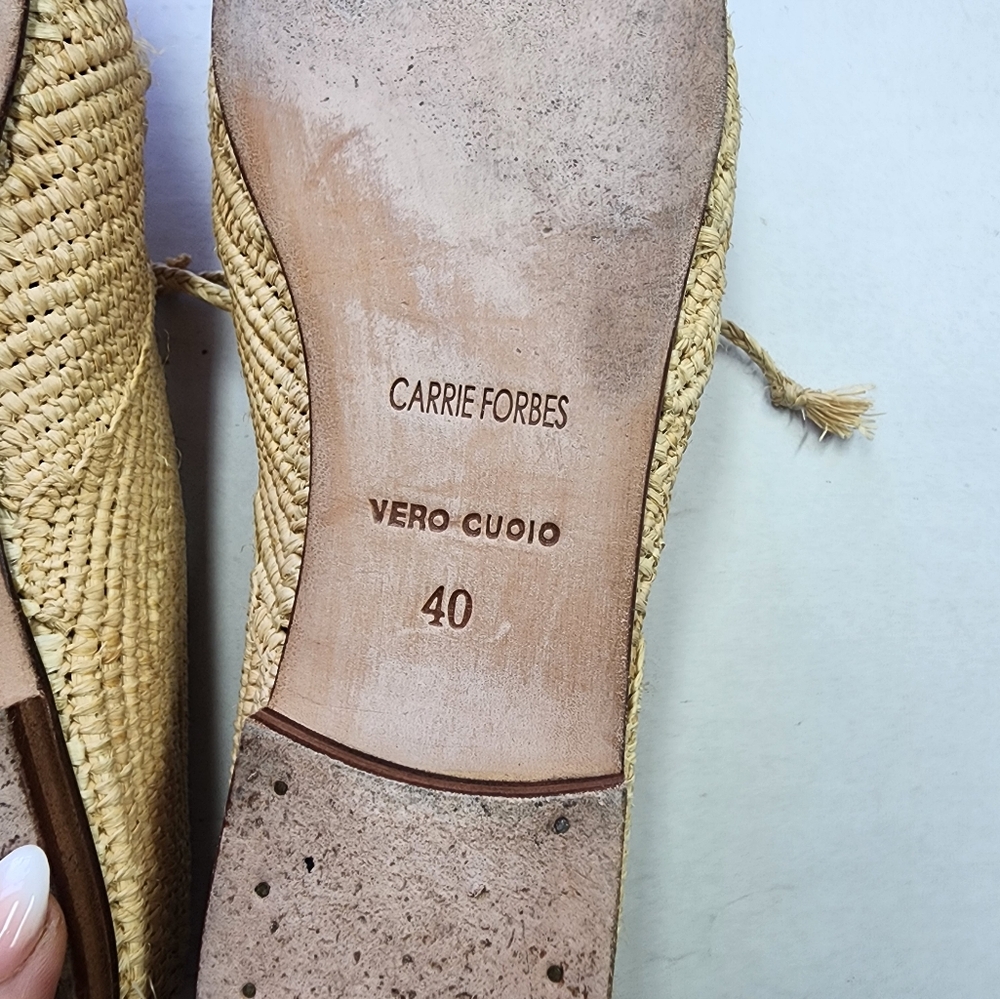 Carrie Forbes Raffia  Woven Tan ‎ Shoes 9.5 - Picture 4 of 7